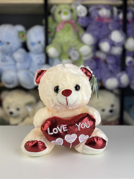 Pelúcia urso coração love you -20cm