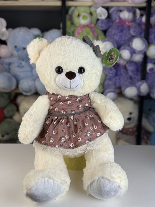 Pelúcia urso com vestido -40cm