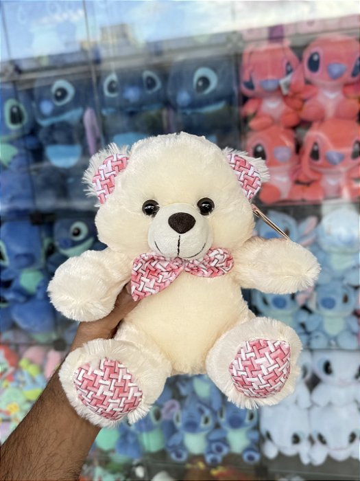 PELUCIA URSO ref. FE6805 Branco/rosa -21cm und.