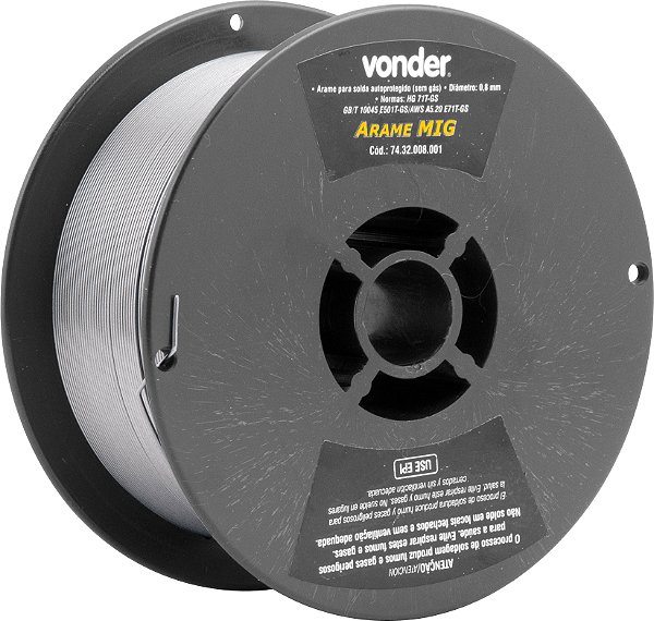 Arame de Solda Autoprotegido Vonder 0,8mm 1kg Sem Gás para Aço Carbono