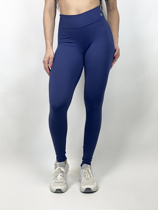 Calça Legging Fitness Longa Feminino ROMA Básica Azul Escuro