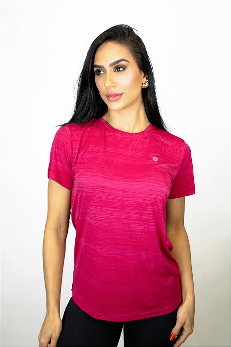 Camiseta Fitness Manga Curta Feminino ROMA Básica Rosa Médio