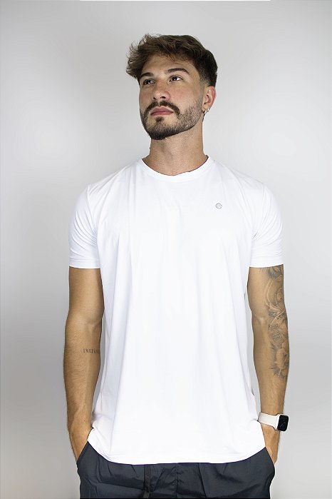 Camiseta Fitness Manga Curta Masculino ROMA Básica Branco