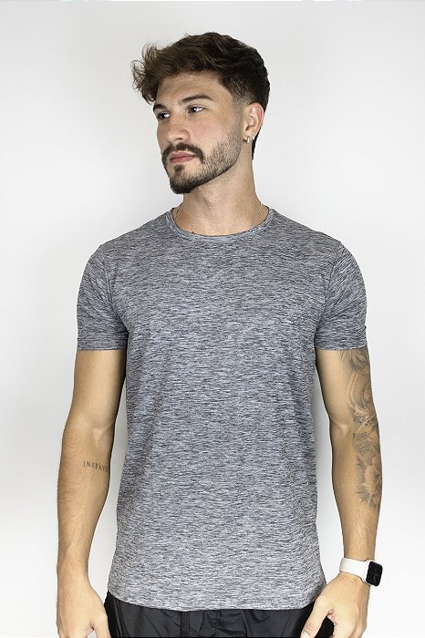 Camiseta Fitness Manga Curta Masculino ROMA Mescla Cinza Escuro