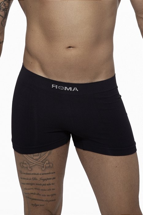 Cueca Boxer Sem costura ROMA Logo Preto