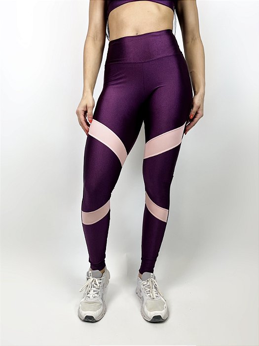 Calça Legging Fitness Feminino ROMA Bicolor Roxo/Rosa