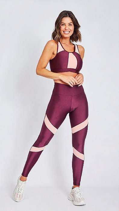 Comprar Calça Legging com Estampa Bicolor (Preta com Cinza