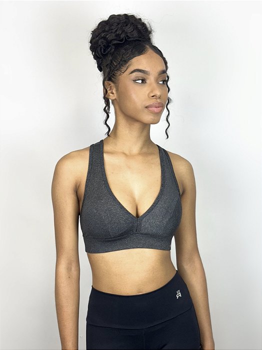 Top Fitness Médio Impacto Feminino ROMA Nadador Cinza