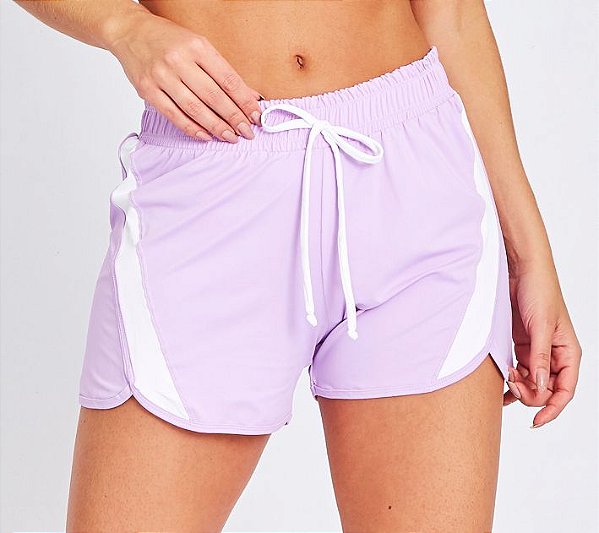 Shorts Fitness Curto Feminino ROMA Bicolor Lilas Claro