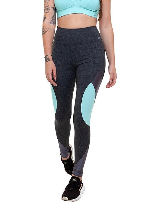 Calça Legging Fitness Longa Feminino ROMA Detalhe Lateral Cinza