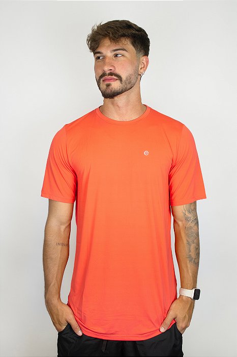 Camiseta Fitness Manga Curta Masculino ROMA Básica Laranja