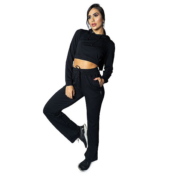 Calça Moletinho com Bolso Feminino Roma Preto