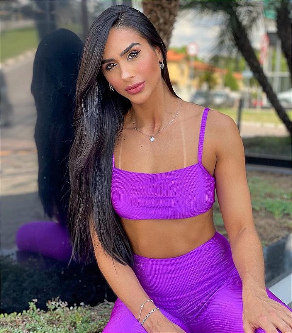 Top Fitness de Alcinha Feminino Roma Roxo Neon