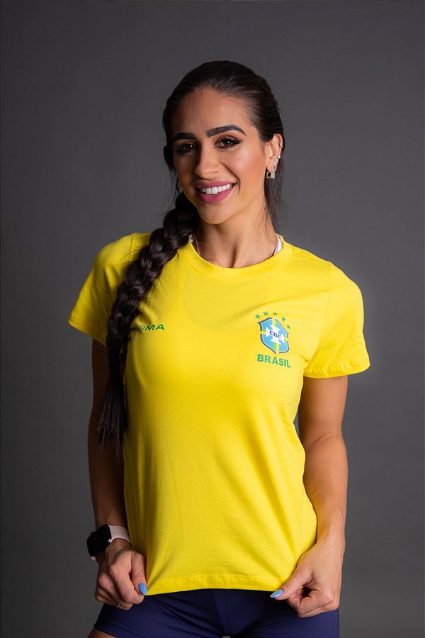 Camiseta Feminina Brasil - Roma Amarelo