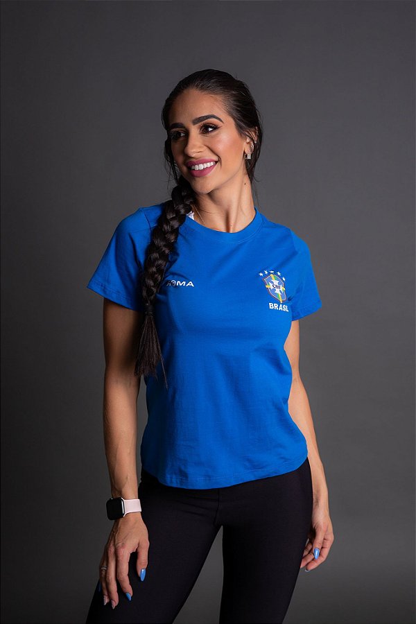 Camiseta Feminina Brasil - Roma Azul