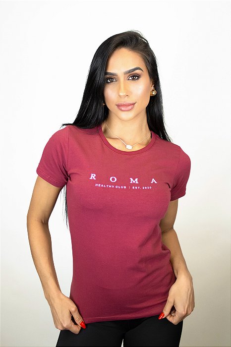 Camiseta de Algodão Carmine Feminina Bordô