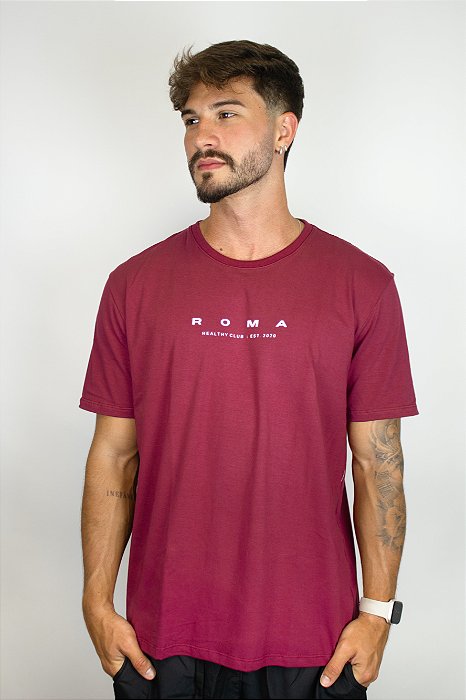 Camiseta de Algodão Carmine Masculina Bordô
