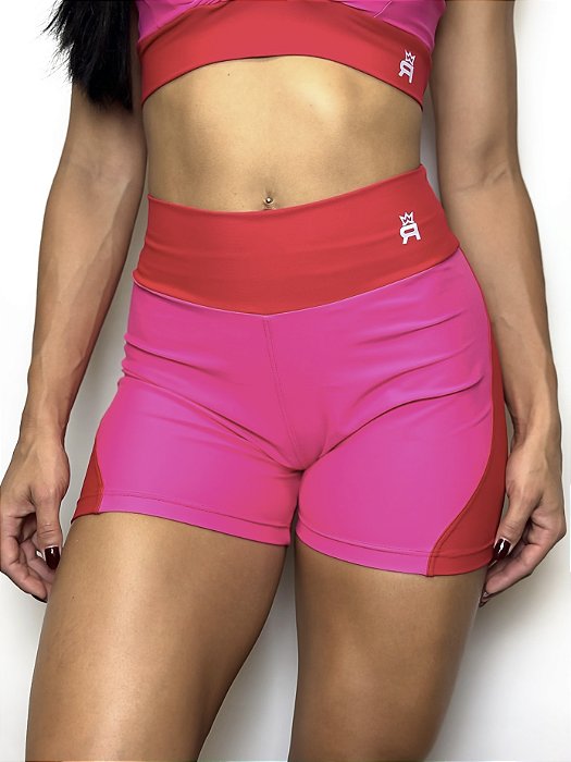 Shorts Curto Coral Roma - Rosa/Vermelho