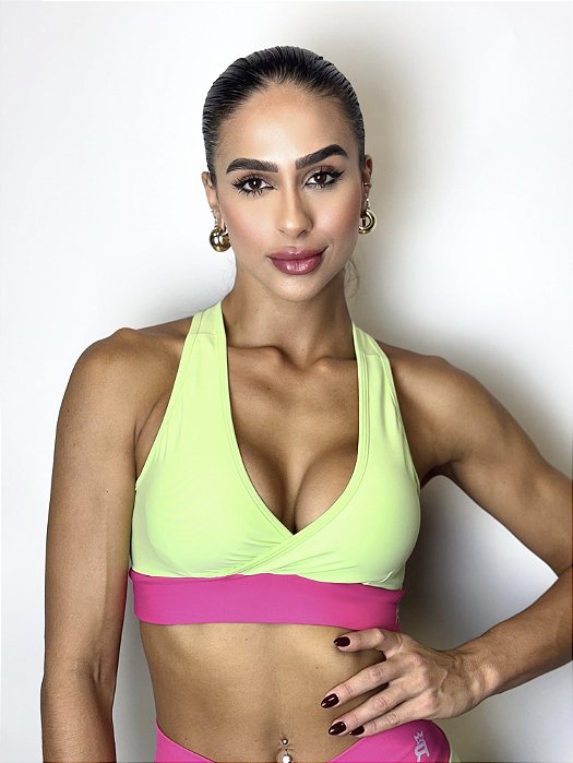 Top Nadador Lime Roma - Verde/Pink