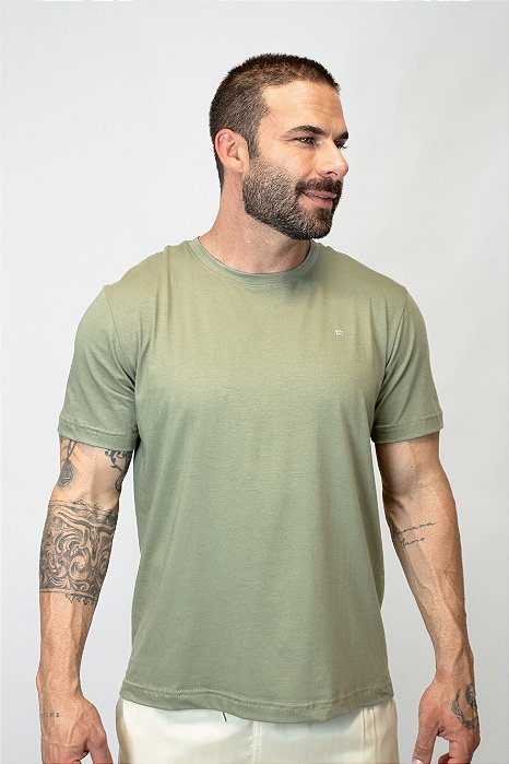 Camiseta Básica Masculina Algodão Roma - Verde