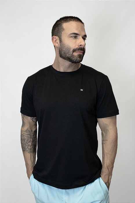Camiseta Básica Masculina Algodão Roma - Preto
