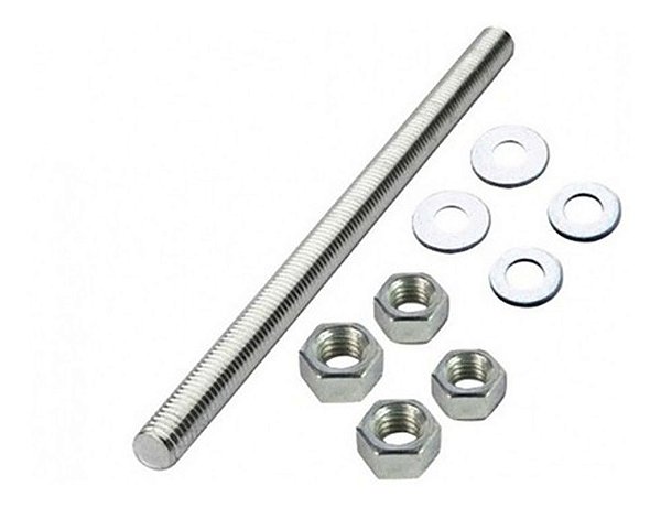 KIT BARRA ROSCADA DE 3/8 X 1,00MT KIT 04 BARRA + 16 PORCAS + 16 ARRUELAS