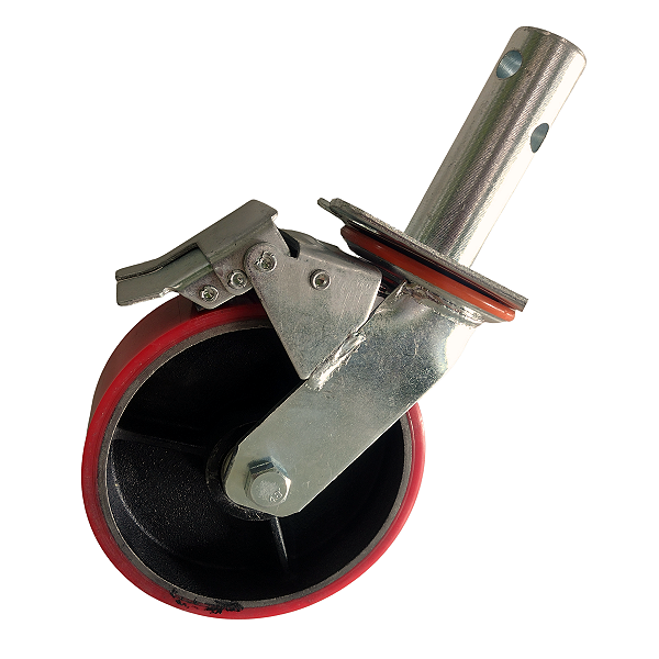 Jogo 4 RODAS PARA ANDAIME 6'' COM ROLAMENTO PU TRAVA FREIO ANDAIME