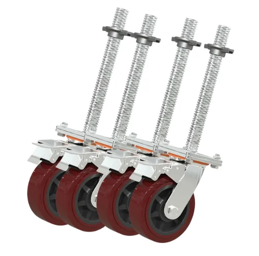 Roda Ajustável para andaime 6'' com rolamento e trava Kit 4 Un