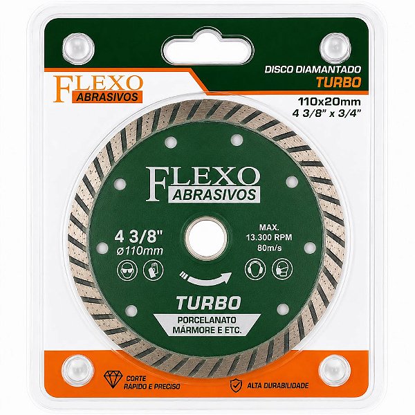 Disco Diamantado Turbo 4.3/8" 110x20mm Flexo 5 e 10 und