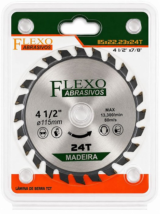 Disco Serra Madeira 4.1/2" 24 dentes Flexo 115mm 5 e 10 und