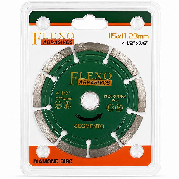 Disco Diamantado Segmentado 4.1/2" 115x22,23mm 5 a 10 und
