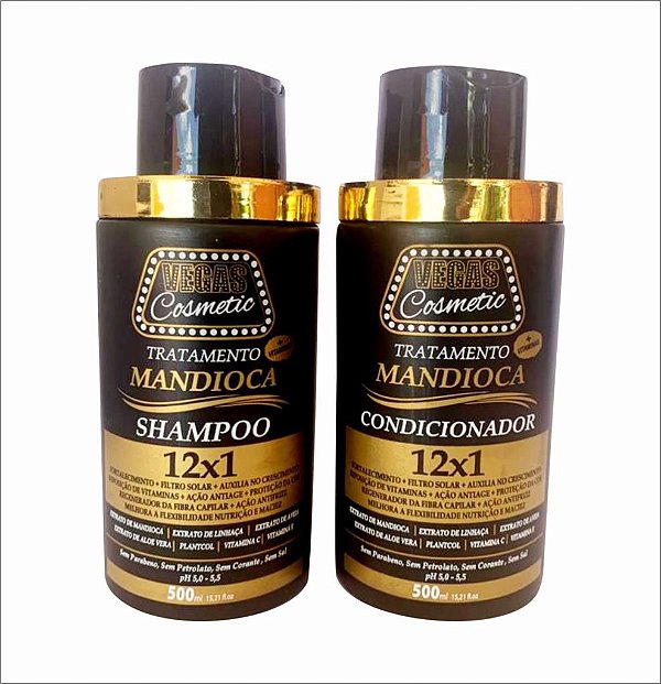 Kit Mandioca  Facilles  Shampoo e Condicionador 12x1 Nutrientes 500 ml