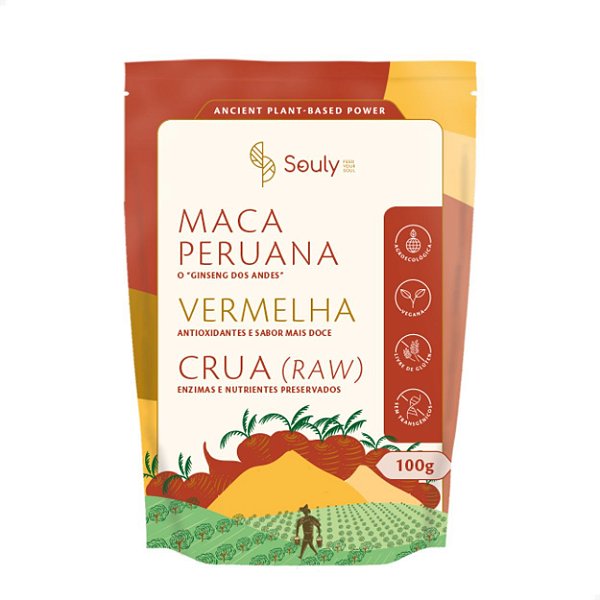 Maca Peruana Vermelha em Pó Concentrada 100g Souly