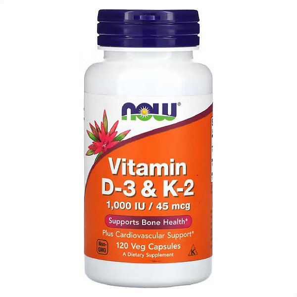 Vitamina D3 e K2 1000 ui 120 caps Now Foods
