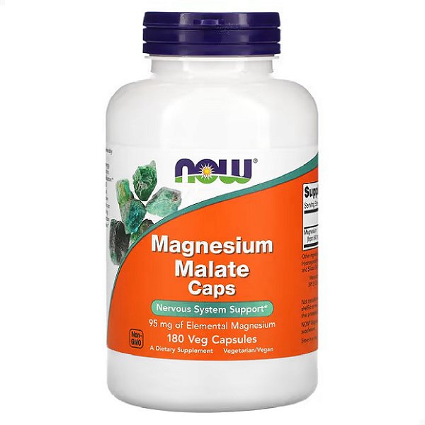 Magnésio Malato 840mg 180 veg caps Now Foods