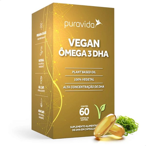 Vegan Ômega 3 DHA 60 caps Puravida