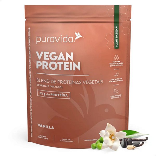 Vegan Protein Blend de Proteínas Vegetais Baunilha 450g Puravida