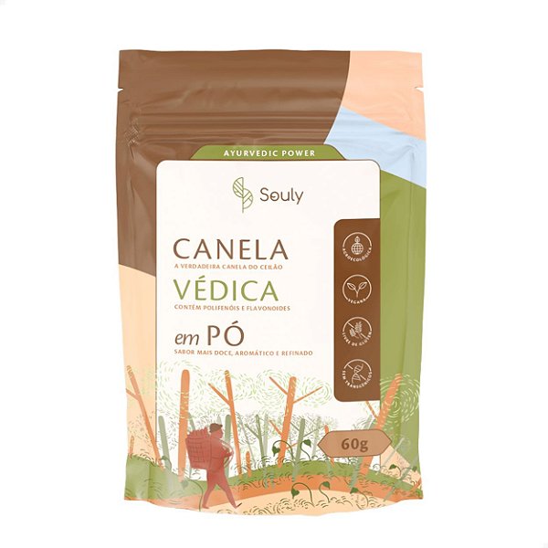 Canela do Ceilão Védica em Pó 60g Souly