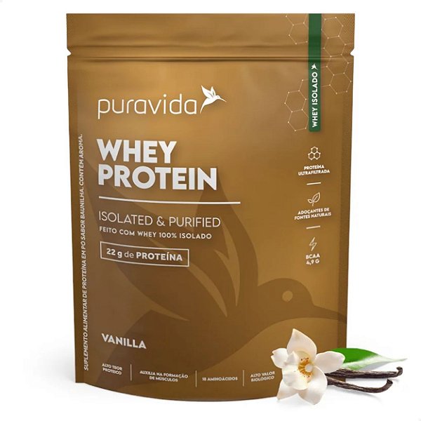 Whey Protein Isolado e Purificado Baunilha 450g Puravida