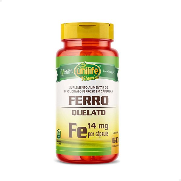 Ferro Quelato 500mg 60 caps Unilife