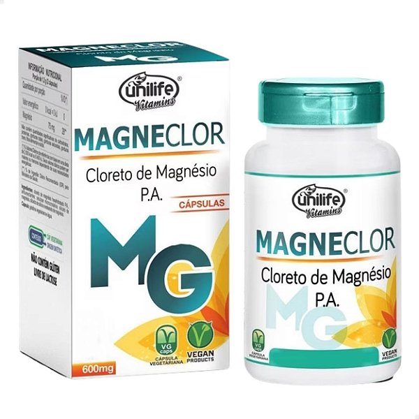 Magneclor Cloreto de Magnésio 600mg 120 caps Unilife