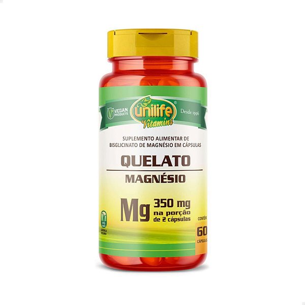 Magnésio Quelato 60 caps 350mg Unilife