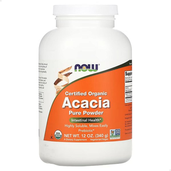 Fibra de Acácia Orgânica em Pó 340g Now Foods