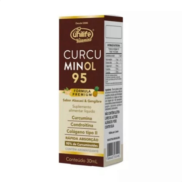 Curcuminol 95 com Colágeno Tipo 2 Abacaxi com Gengibre 30ml Unilife
