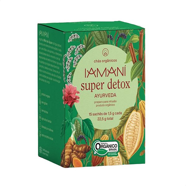 Chá Funcional Orgânico Super Detox Ayurveda 15 sachês Iamaní