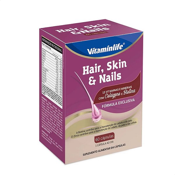 Hair, Skin & Nails Colágeno Biotina 60caps Vitaminlife