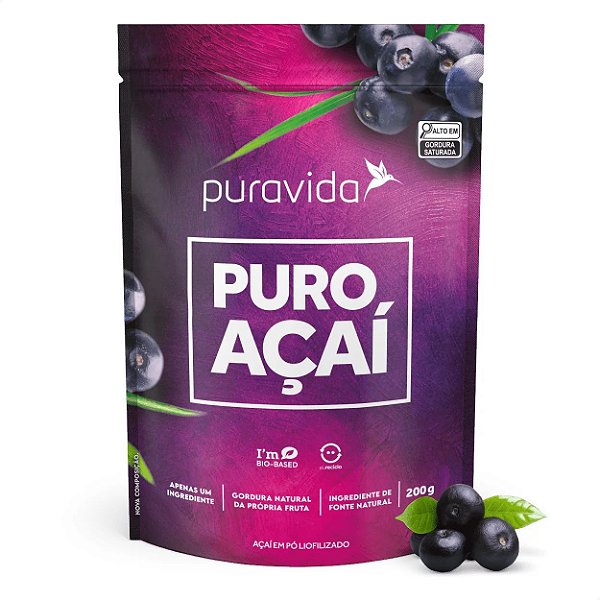 Puro Açaí em Pó Liofilizado Vegano 200g Puravida