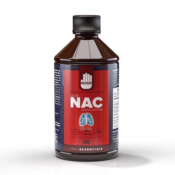 NAC Acetilcisteína Líquida Sabor Menta 500ml Moderação