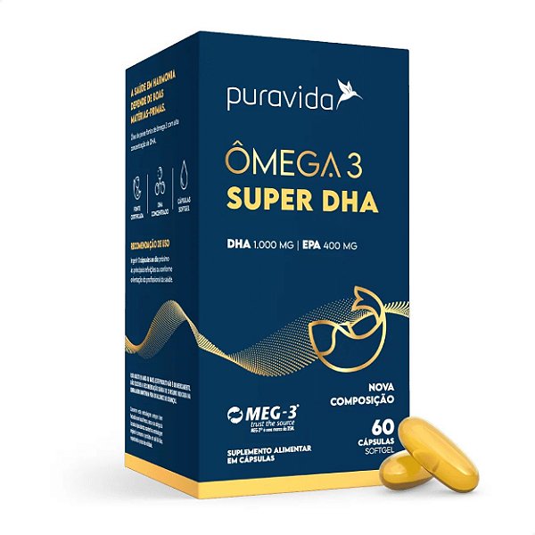 Ômega 3 Super DHA 60 caps Puravida