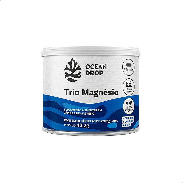 Trio Magnésio Dimalato Bisglicinato Óxido 60 caps Ocean Drop